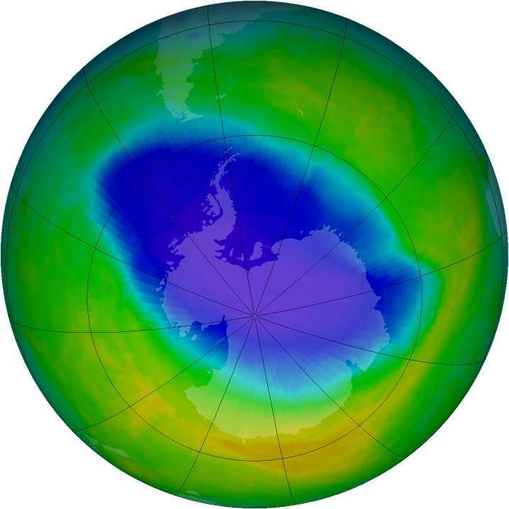 Antarctic ozone map for 10 November 1993